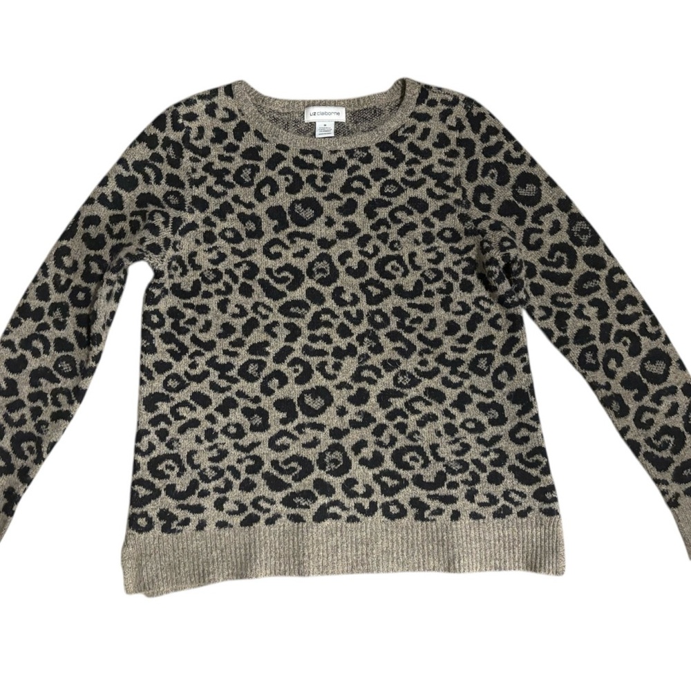 Liz Claiborne Black and Gray Animal Print Sweater